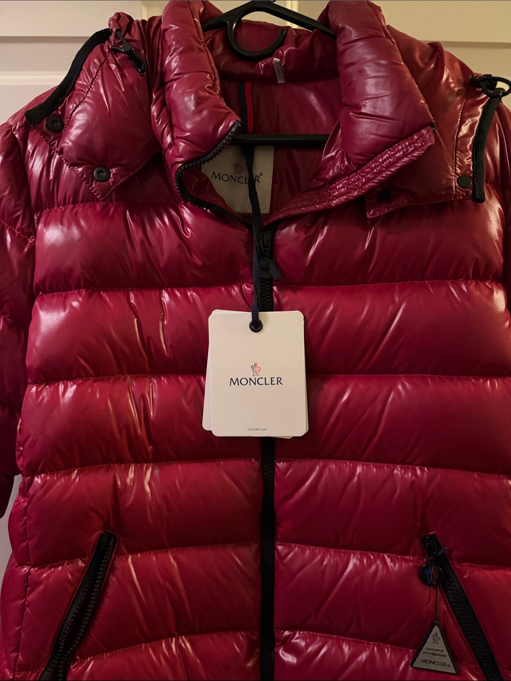 Moncler Glossy Crimson Down Puffer Jacket